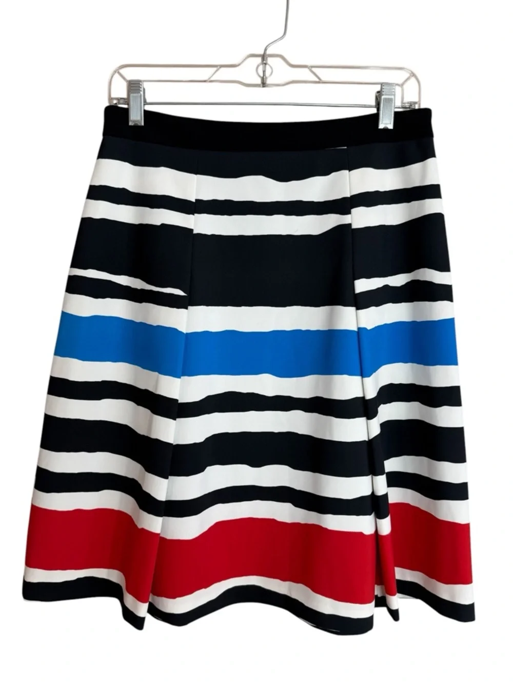Classiques Entier Striped Pleated A-Line Swing Skirt Size 8